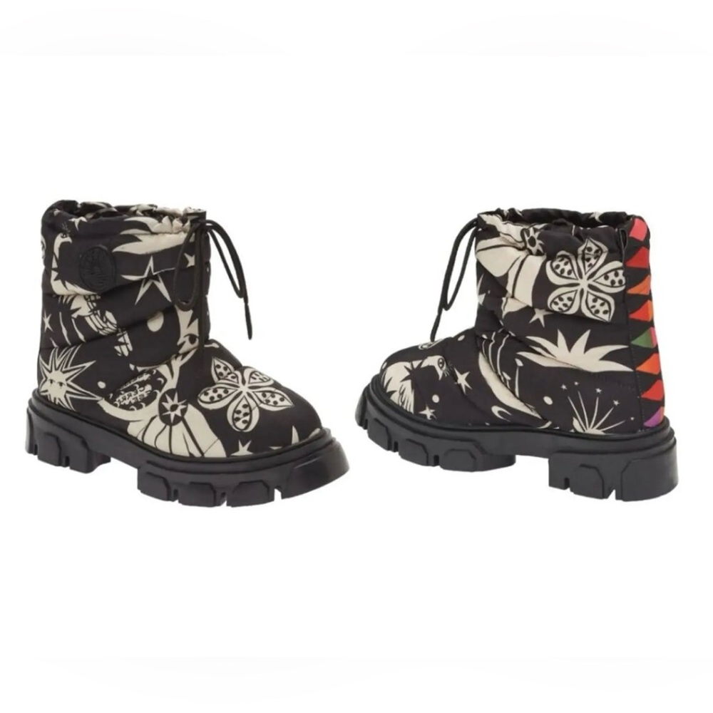 FARM Rio Lug Sole Puffer Bootie In Cerrado Sky Black